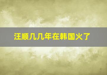 汪顺几几年在韩国火了