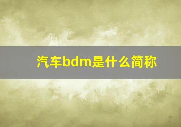 汽车bdm是什么简称