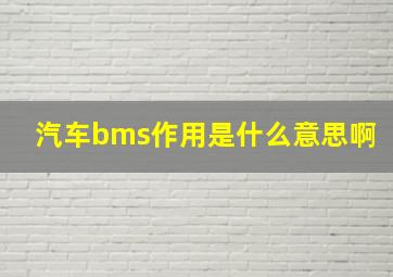 汽车bms作用是什么意思啊