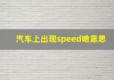 汽车上出现speed啥意思