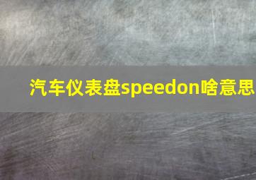 汽车仪表盘speedon啥意思