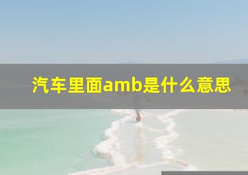 汽车里面amb是什么意思