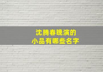 沈腾春晚演的小品有哪些名字