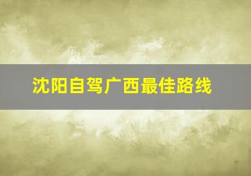 沈阳自驾广西最佳路线