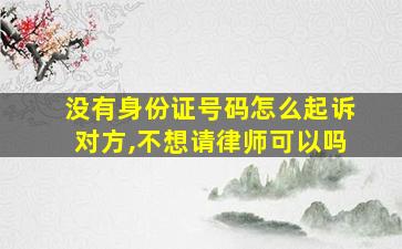 没有身份证号码怎么起诉对方,不想请律师可以吗