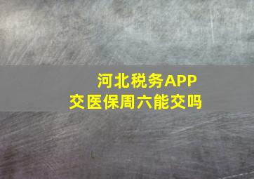 河北税务APP交医保周六能交吗