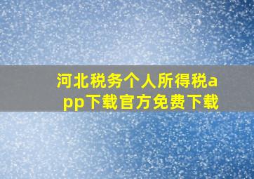 河北税务个人所得税app下载官方免费下载