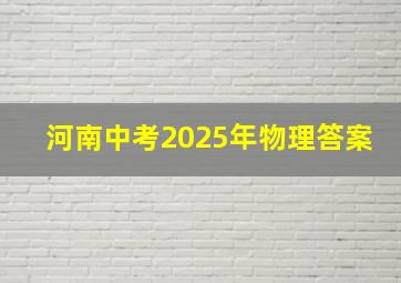 河南中考2025年物理答案