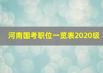 河南国考职位一览表2020级