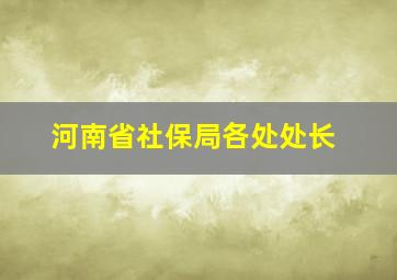 河南省社保局各处处长