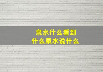 泉水什么看到什么泉水说什么