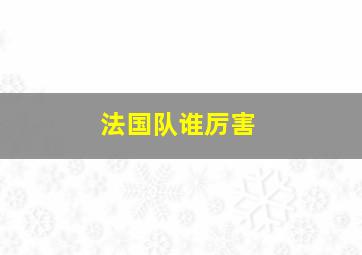 法国队谁厉害