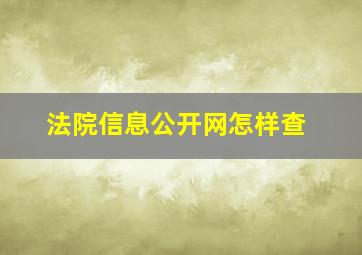 法院信息公开网怎样查