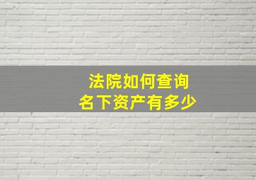 法院如何查询名下资产有多少