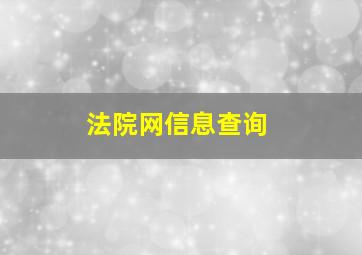 法院网信息查询