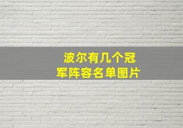 波尔有几个冠军阵容名单图片