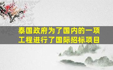 泰国政府为了国内的一项工程进行了国际招标项目