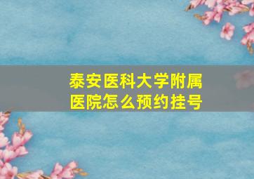 泰安医科大学附属医院怎么预约挂号