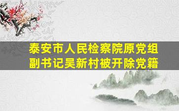 泰安市人民检察院原党组副书记吴新村被开除党籍