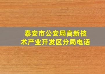 泰安市公安局高新技术产业开发区分局电话