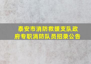 泰安市消防救援支队政府专职消防队员招录公告