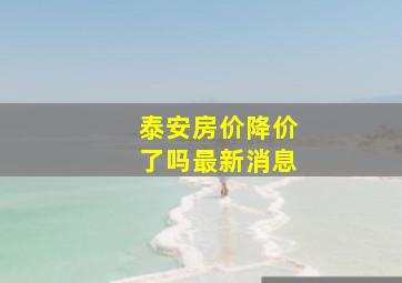 泰安房价降价了吗最新消息