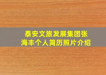 泰安文旅发展集团张海丰个人简历照片介绍