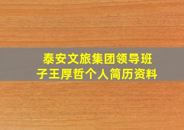 泰安文旅集团领导班子王厚哲个人简历资料