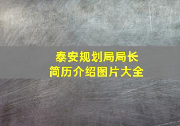 泰安规划局局长简历介绍图片大全