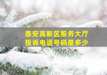 泰安高新区服务大厅投诉电话号码是多少