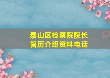 泰山区检察院院长简历介绍资料电话