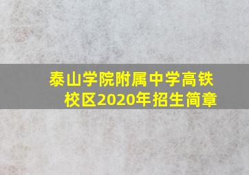 泰山学院附属中学高铁校区2020年招生简章