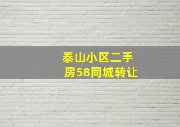 泰山小区二手房58同城转让