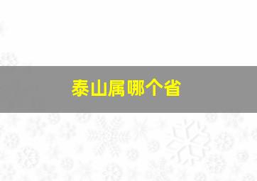 泰山属哪个省