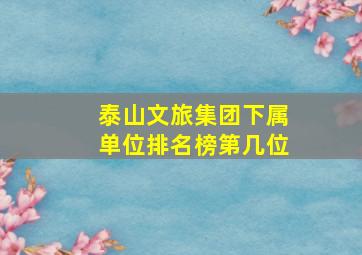 泰山文旅集团下属单位排名榜第几位