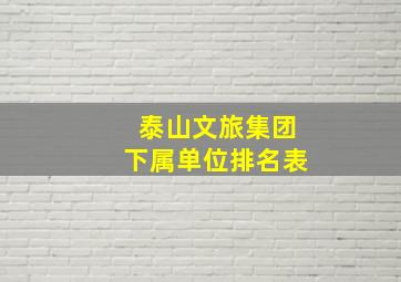 泰山文旅集团下属单位排名表