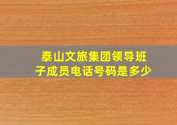 泰山文旅集团领导班子成员电话号码是多少