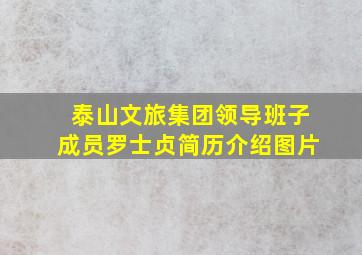 泰山文旅集团领导班子成员罗士贞简历介绍图片