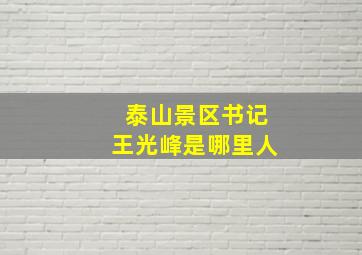 泰山景区书记王光峰是哪里人