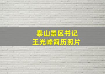 泰山景区书记王光峰简历照片