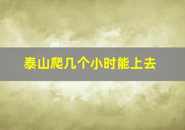 泰山爬几个小时能上去