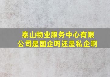 泰山物业服务中心有限公司是国企吗还是私企啊