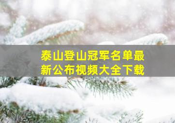 泰山登山冠军名单最新公布视频大全下载