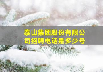 泰山集团股份有限公司招聘电话是多少号