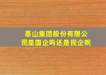 泰山集团股份有限公司是国企吗还是民企啊