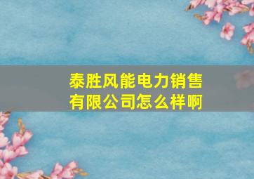 泰胜风能电力销售有限公司怎么样啊