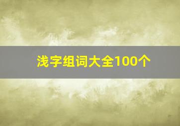 浅字组词大全100个