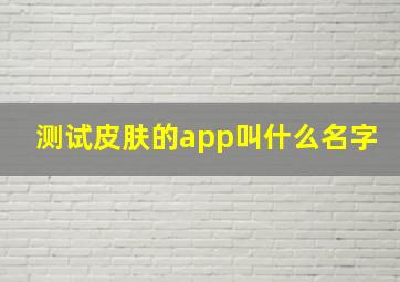 测试皮肤的app叫什么名字