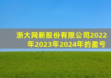 浙大网新股份有限公司2022年2023年2024年的盈亏