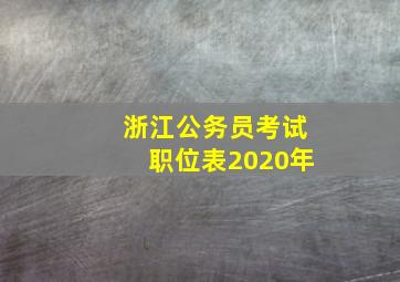 浙江公务员考试职位表2020年